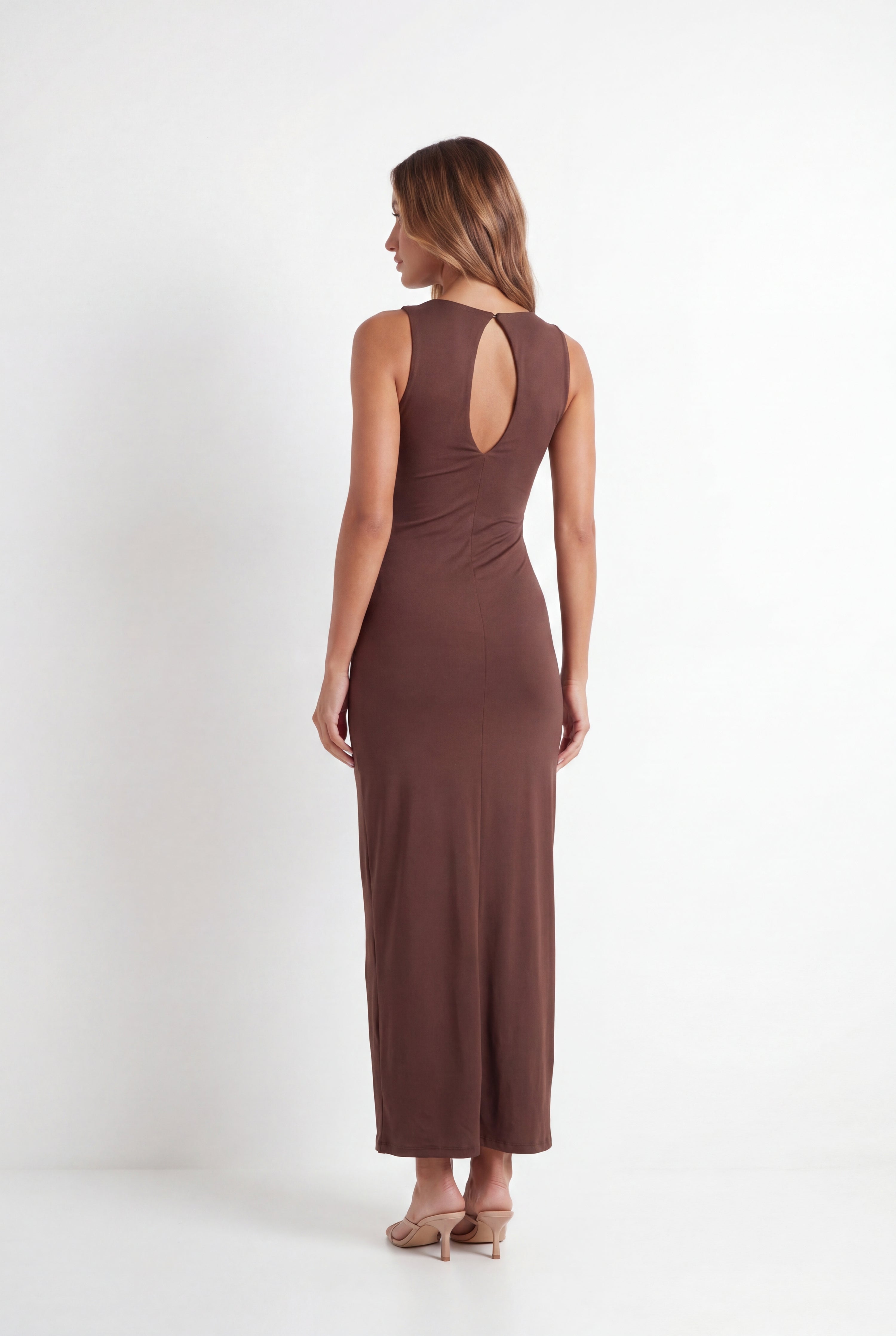 Vestido Longo Drapeado Angeline Chocolate