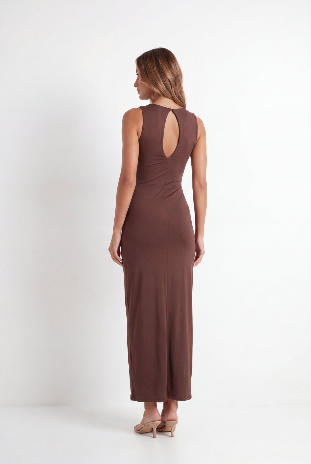 Vestido Longo Drapeado Angeline Chocolate - Jungle Society