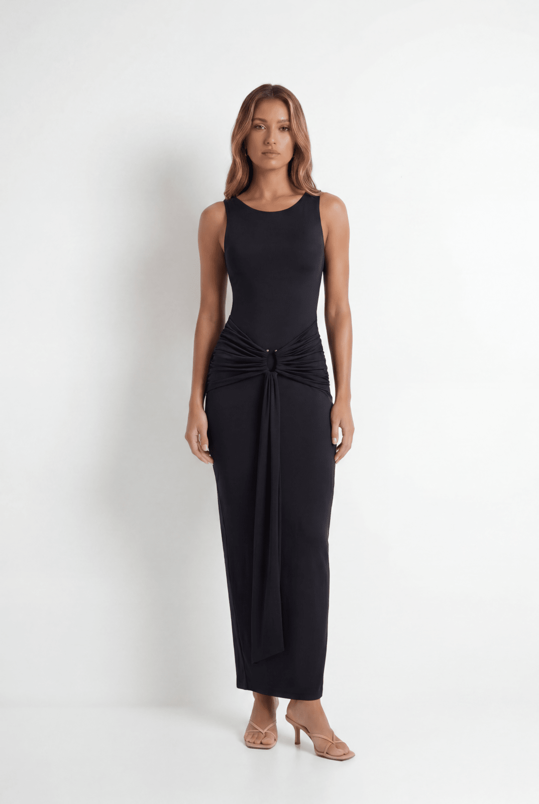Vestido Longo Drapeado Angeline Preto - Jungle Society
