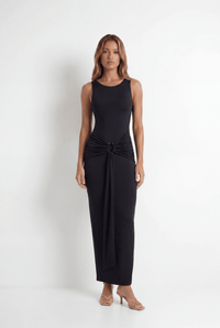Vestido Longo Drapeado Angeline Preto - Jungle Society