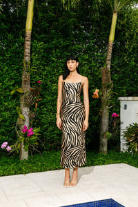 Vestido Longo Zebra Gold - Jungle Society